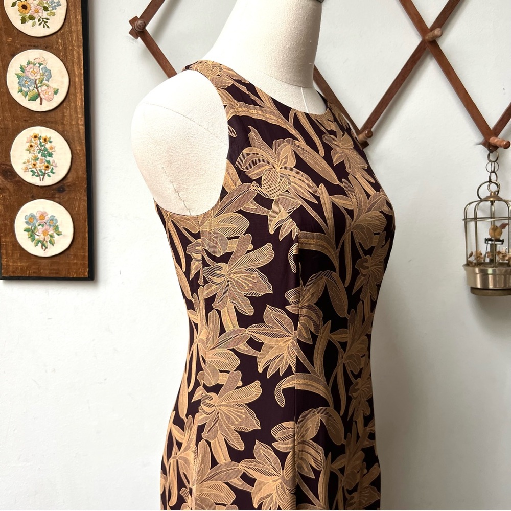 90s Vintage Tropical Floral Halter Maxi Dress - Picture 3 of 10